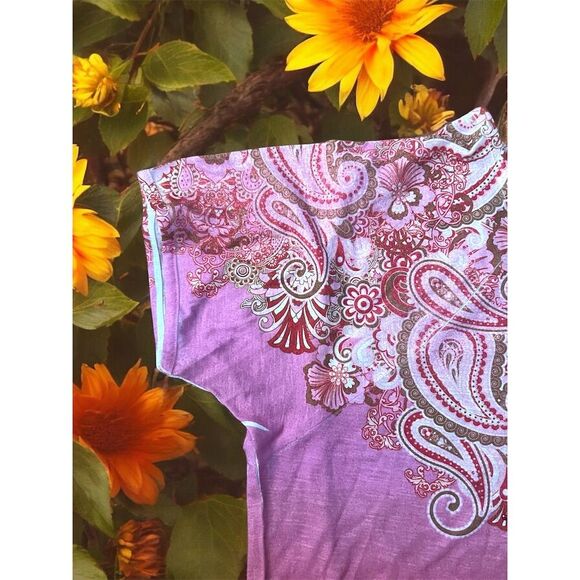 Style & Co. Sport Women's 1X Multicolor Floral Short Sleeve Top Casual T-Shirt - Picture 3 of 6